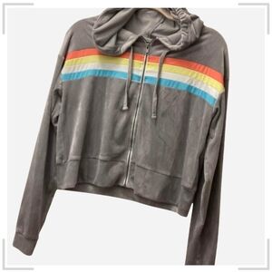 Pre-owned SO Gray Sweater with Colorful Stripes